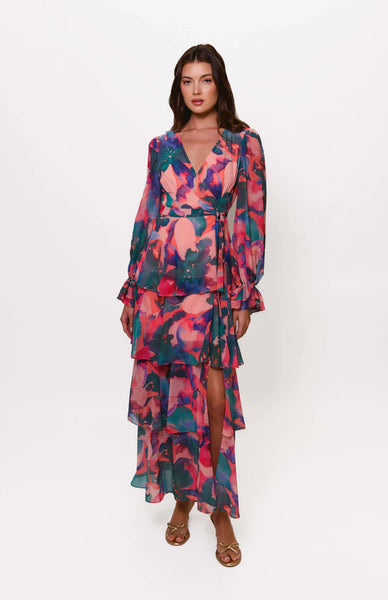 Julia watercolor wrap dress