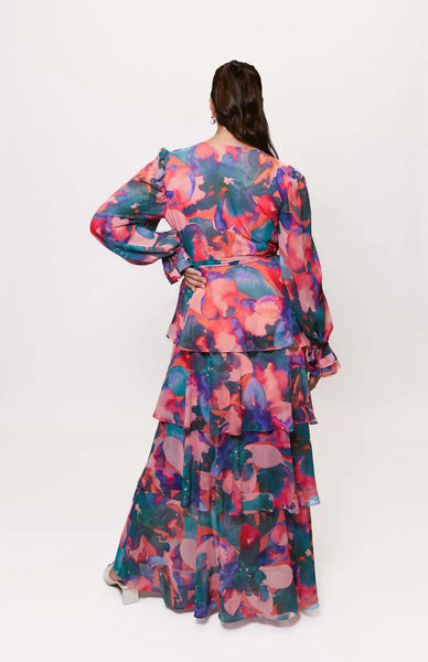 Julia watercolor wrap dress