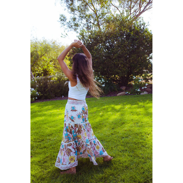 Butter yellow floral maxi skirt