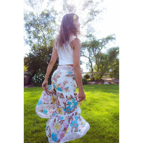 Butter yellow floral maxi skirt