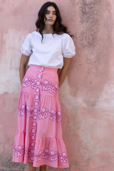 Bubbly pink maxi skirt