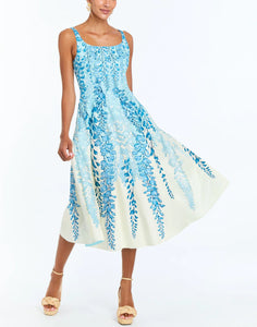 Blue floral dress long