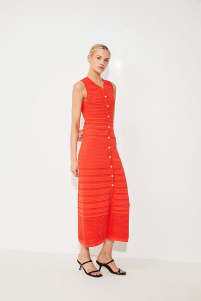 Poppy red knit maxi dress